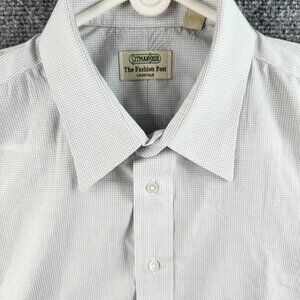 Gitman Bros 16.5 34 USA Made Button Up Shirt Blue White Check Cotton Louisville